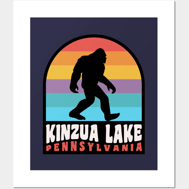 Kinzua Lake Pennsylvania Bigfoot Sasquatch Retro Sunset Wall Art by PodDesignShop